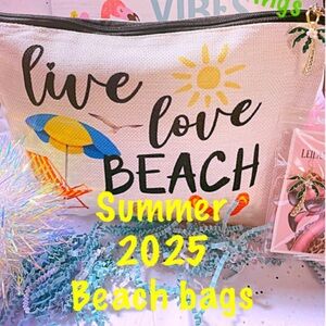 Beach survival bags/ makeup bag / cosmetic bag/ Beach bag / palm tree earrings/
